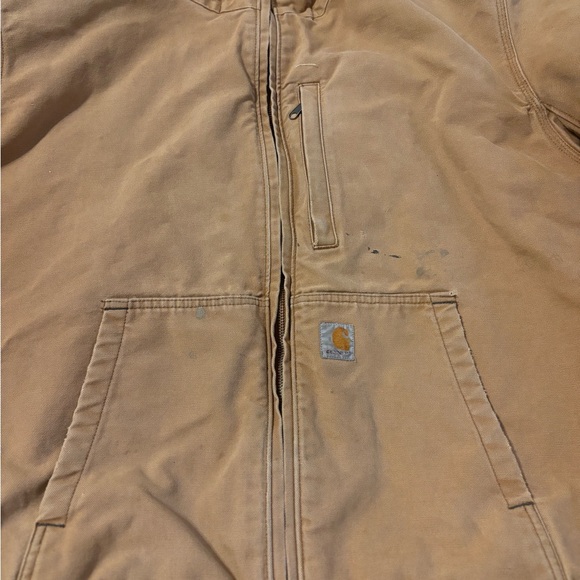 Carhartt Tan Hooded Work Jacket Durable Canvas - Picture 5 of 8